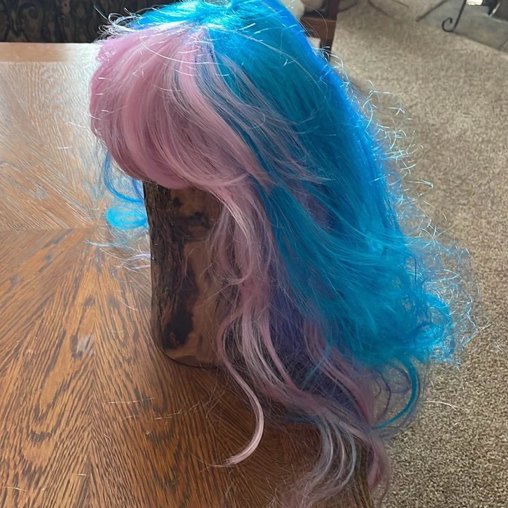 Girl’s pink and Blue and purple long wig